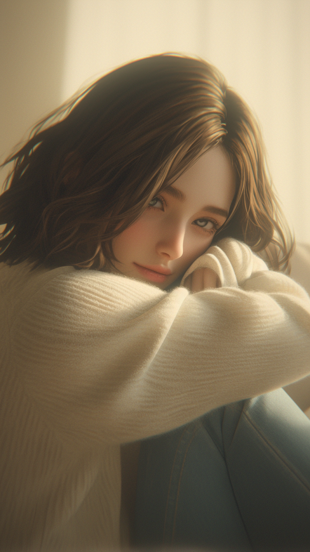 卧室忧郁美女