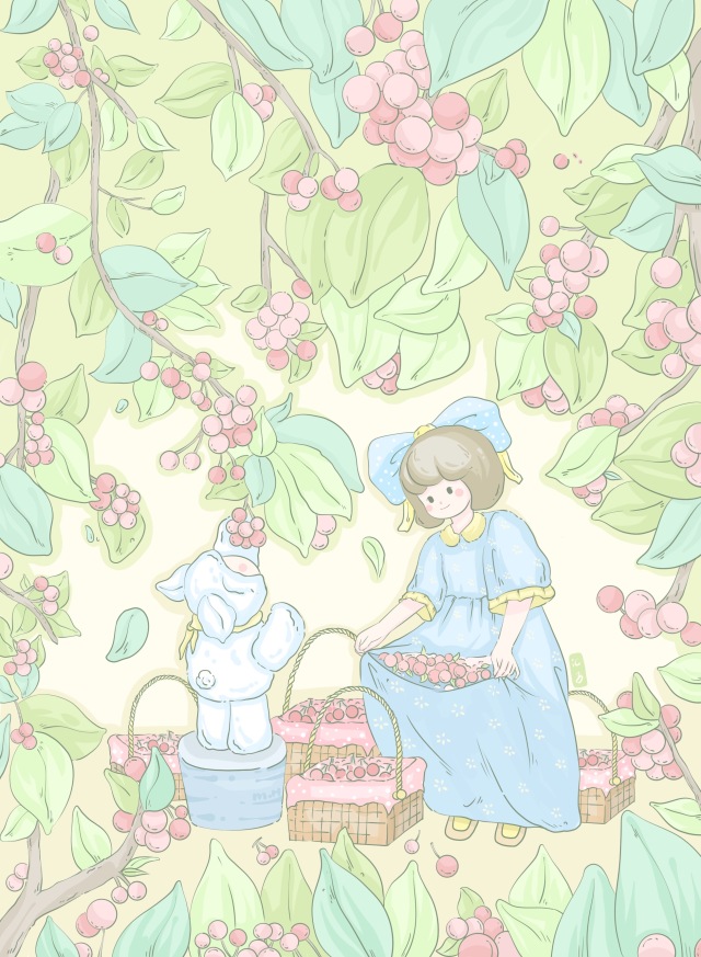 ??治愈系壁紙｜一起摘櫻桃呀?