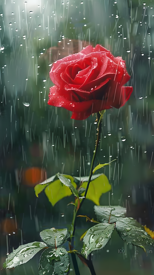 雨中紅玫瑰