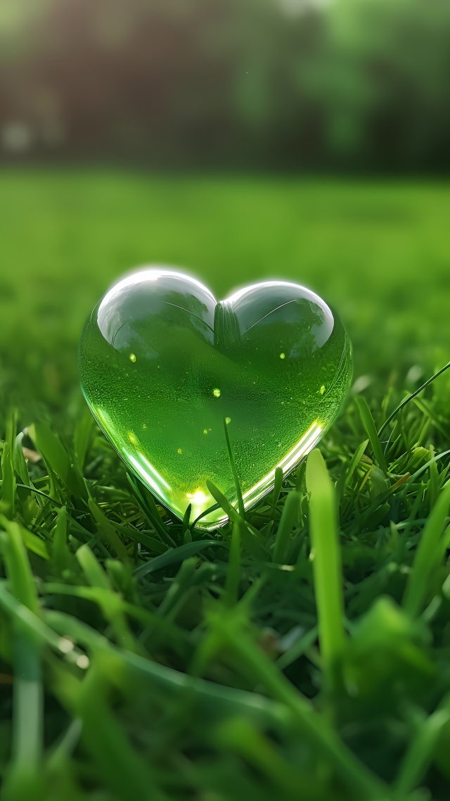 绿色爱心(小清新手机静态壁纸) - 小清新手机壁纸下载 - 元气壁纸
