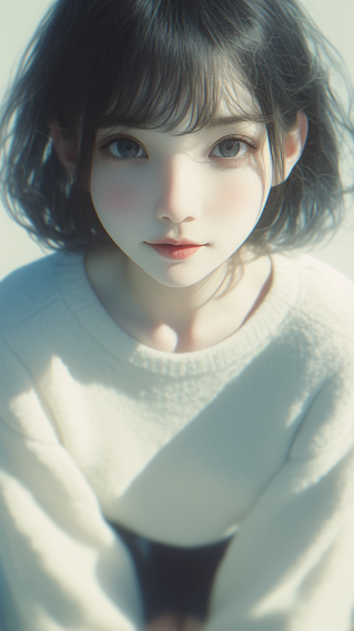 清新阳光短发女孩