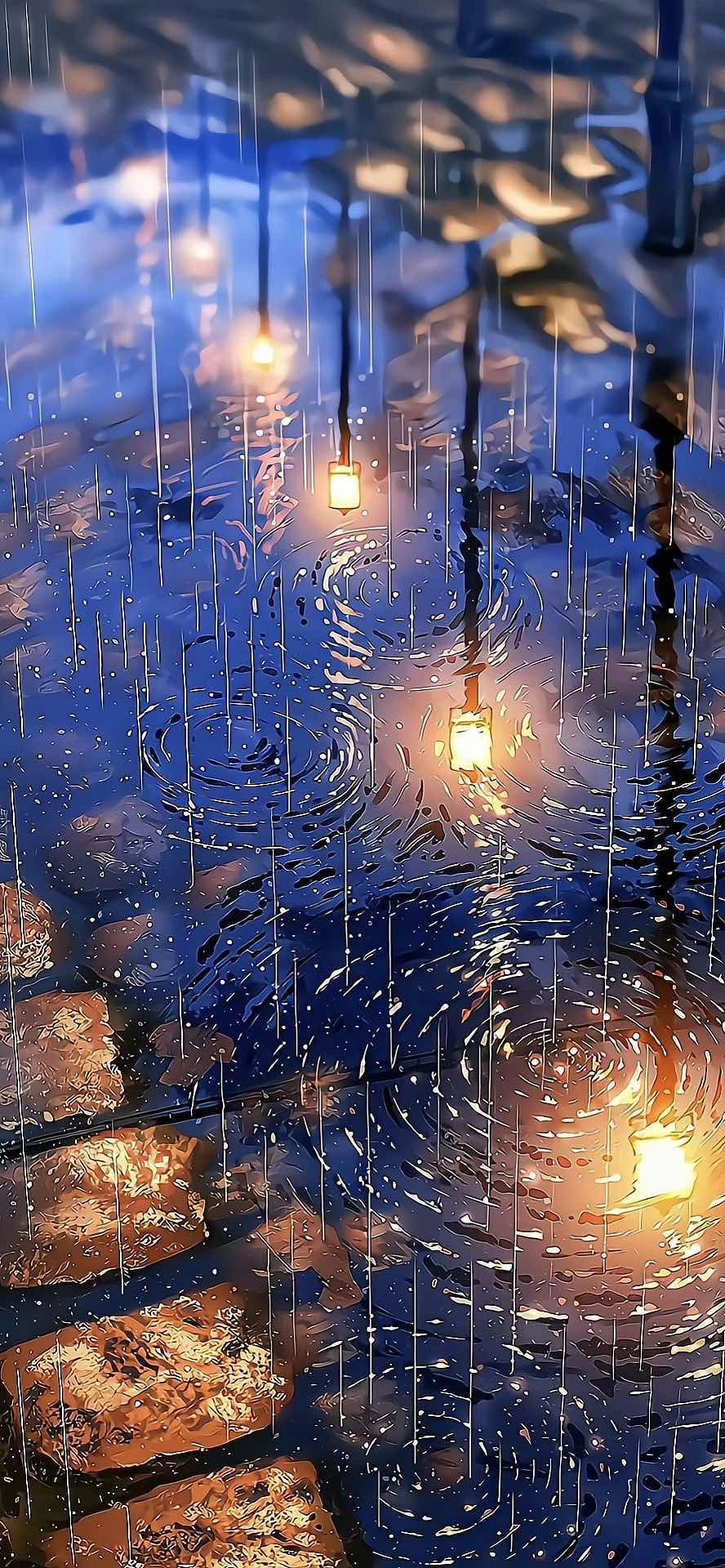 唯美的雨天街道