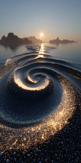 时光漩涡，夕阳下的梦幻光影