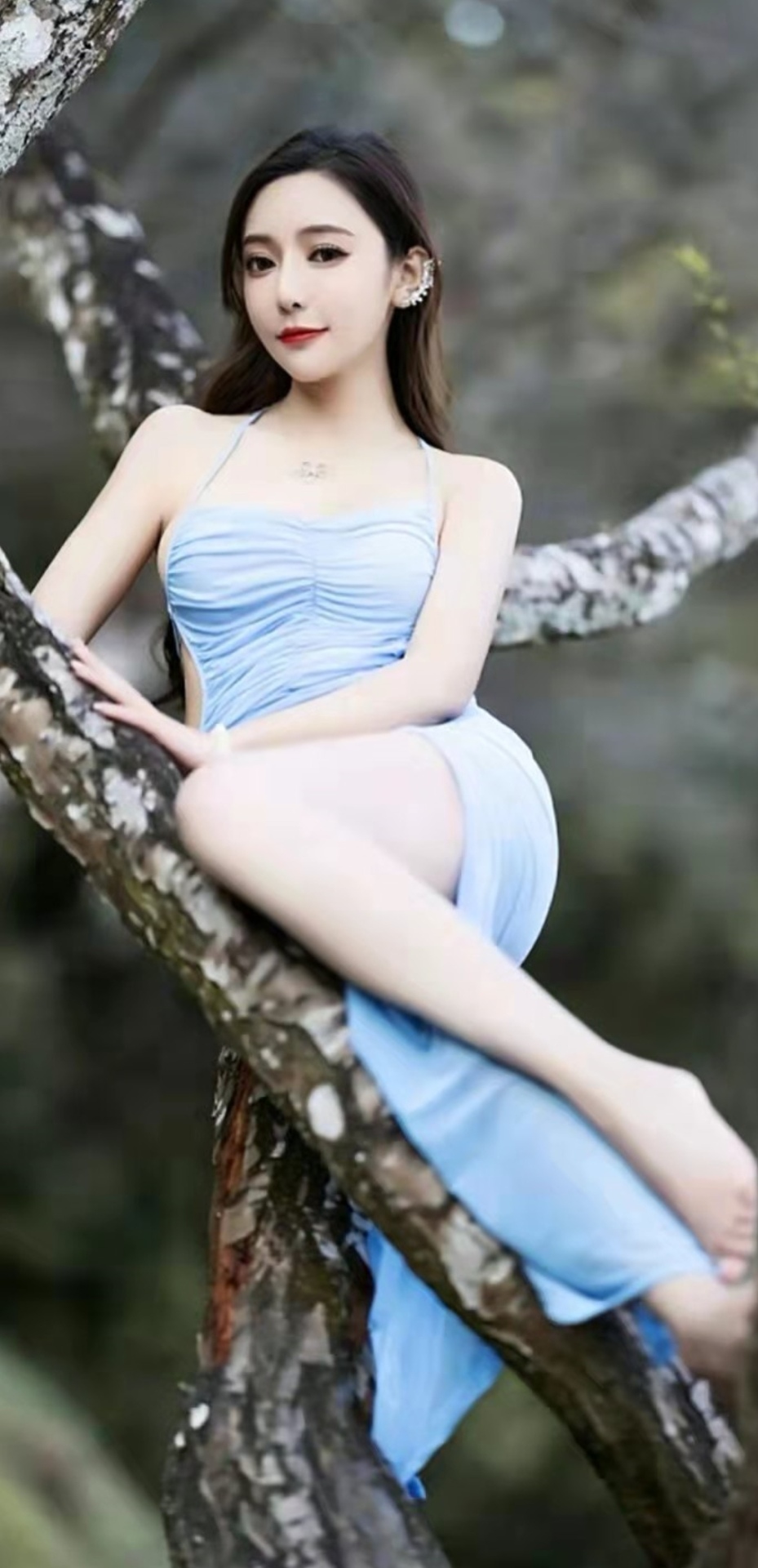 微信聊天背景蓝色系美女⑨