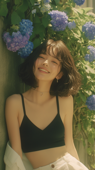阳光鲜花美女