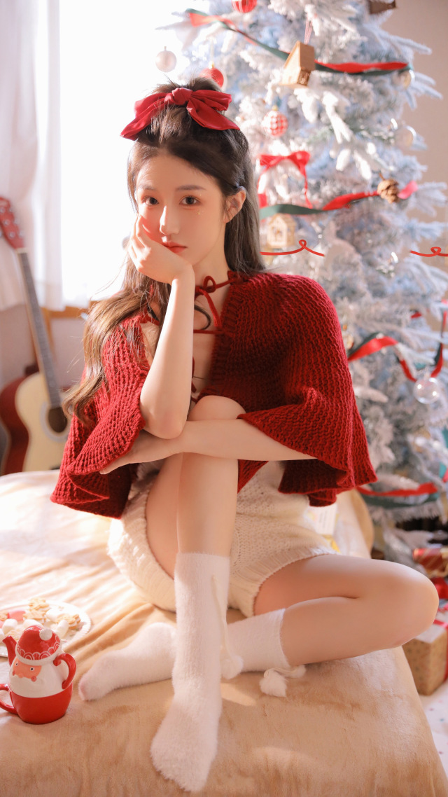 手机壁纸圣诞节美女