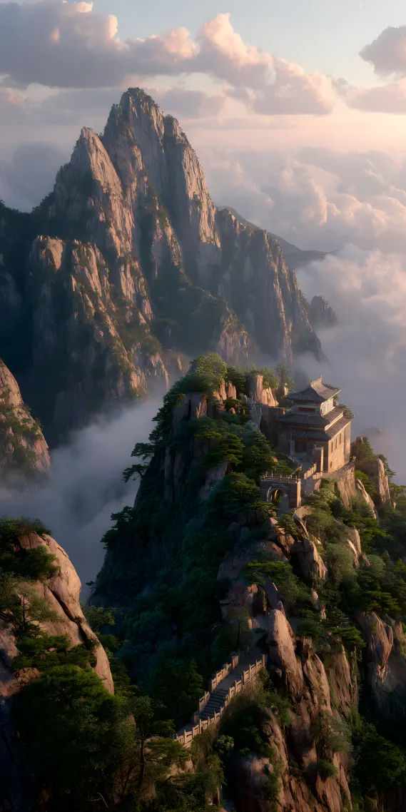 云海之巅，仙山古刹