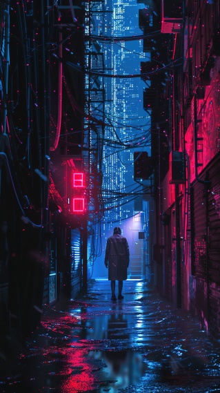 赛博朋克霓虹街巷