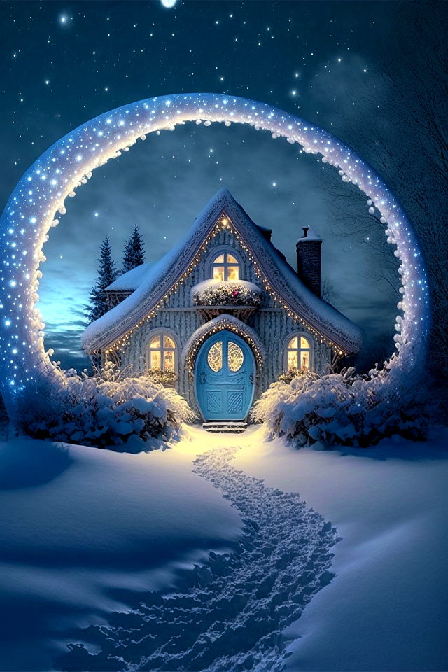 雪夜星空壁纸