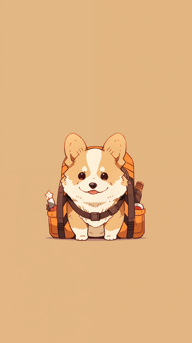 萌系插画：背包柯基的萌趣瞬间