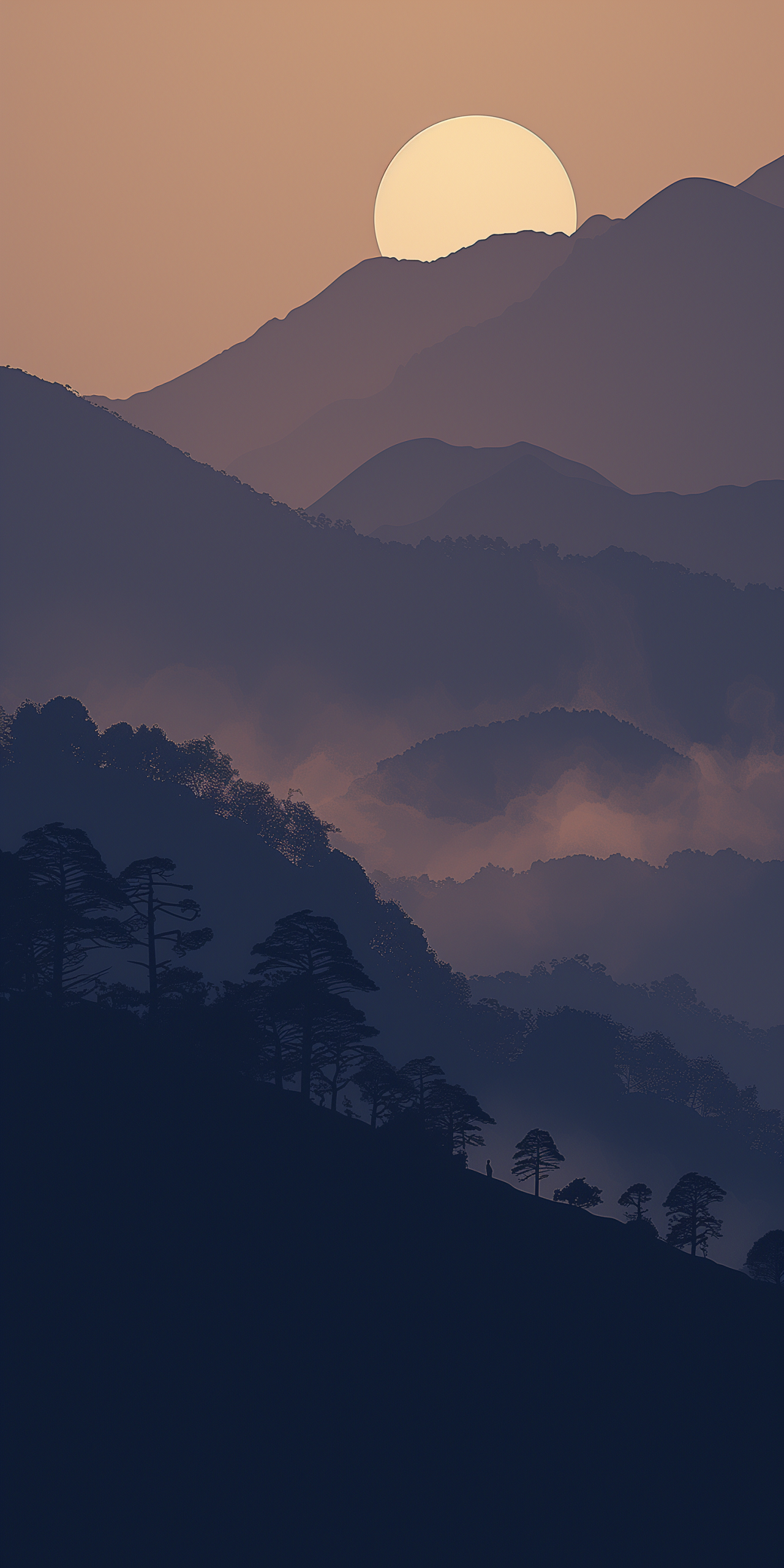 日落月升