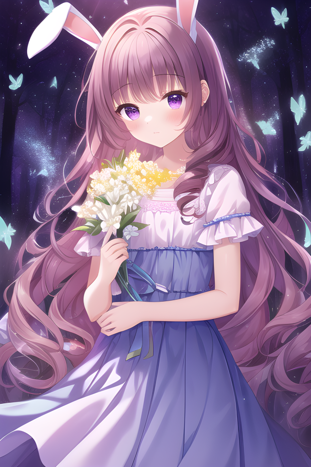 捧花束的女孩