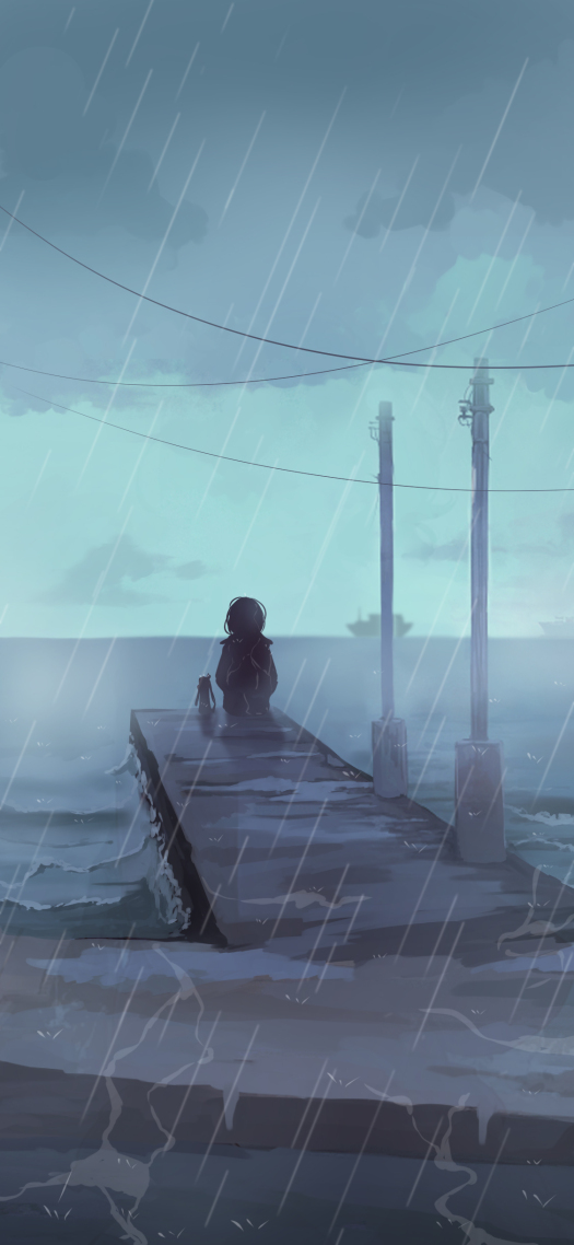 聊天背景圖雨天等待