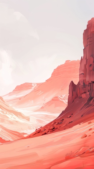 淡红静谧沙漠