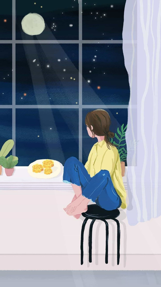看窗戶的少女2022年微信背景圖片大全高清