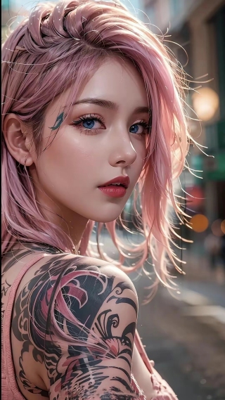 粉色的酷酷女人