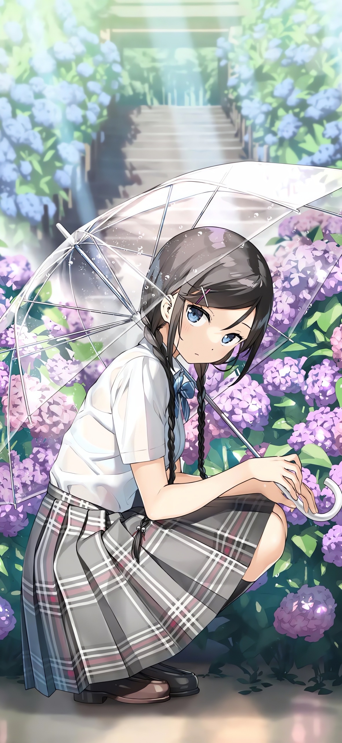 花園撐傘少女