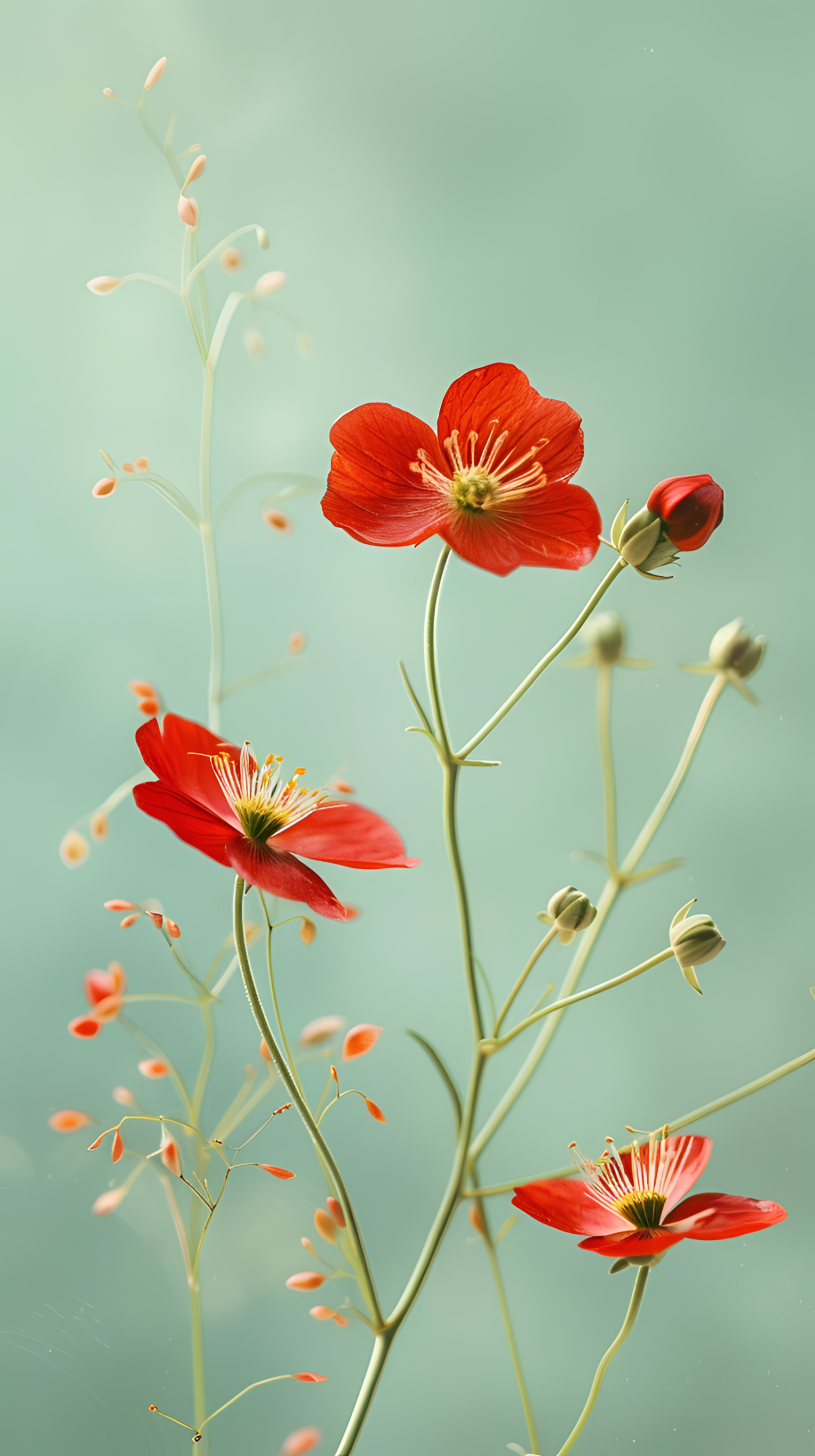 綠色護眼清新小紅花