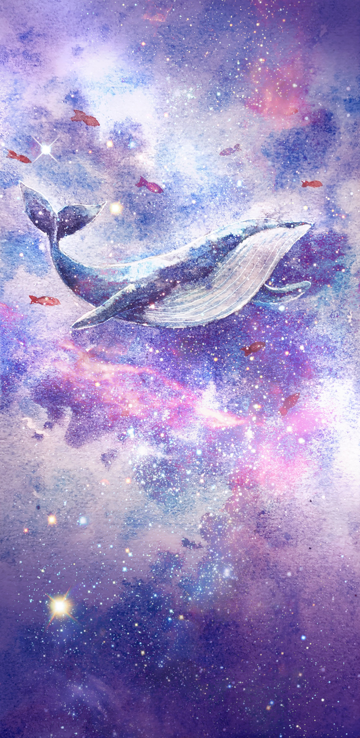 微信桌面壁紙星空下的小鯨魚