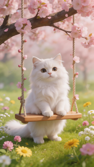 可爱秋千猫