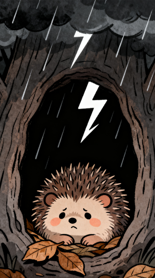 下雨天的小刺猬