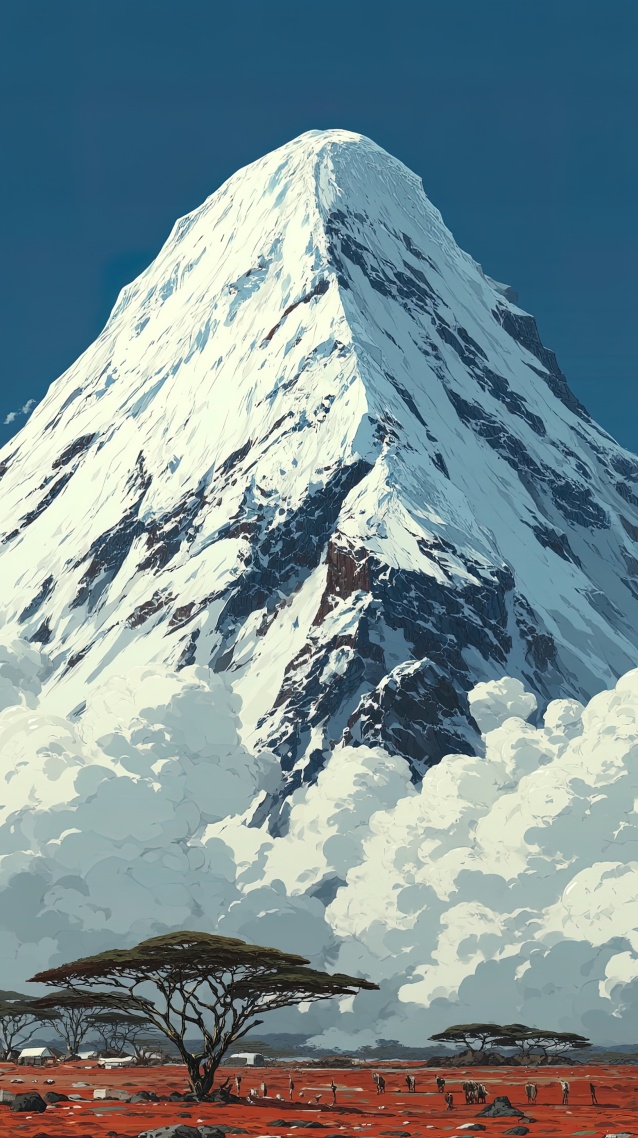 宏伟雪山草原