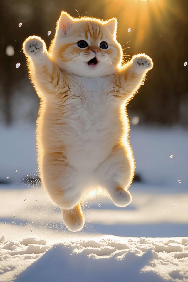 第一次看雪的猫猫