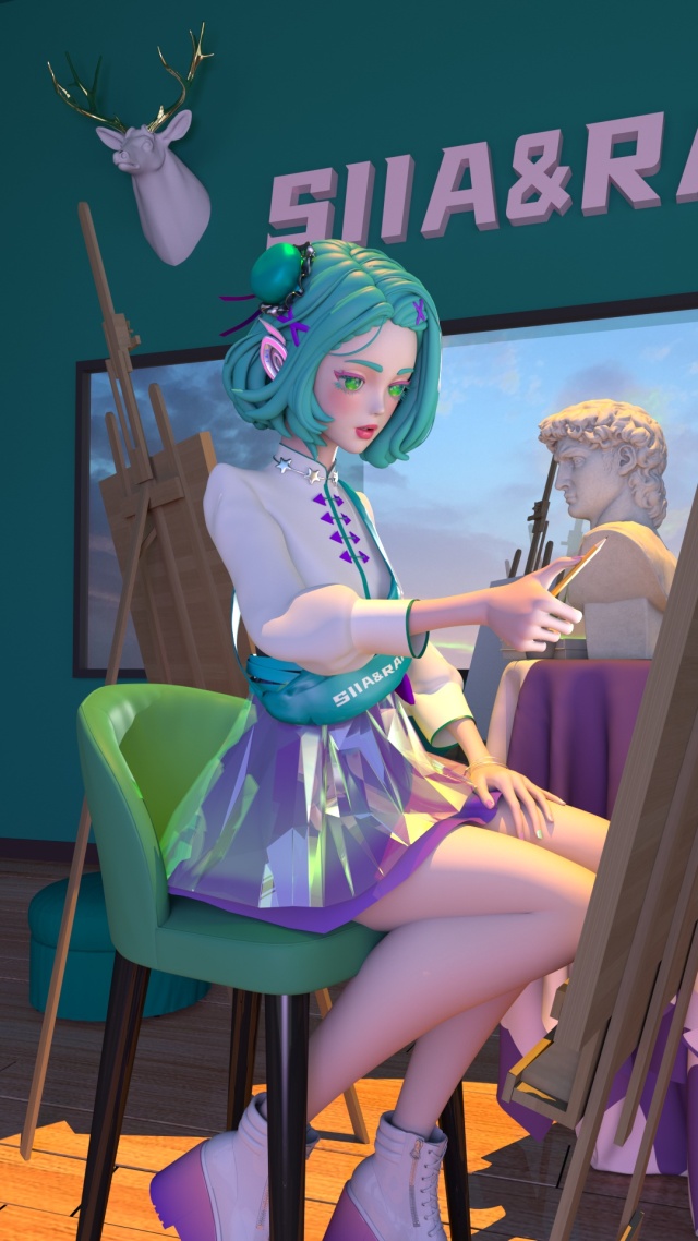 畫畫少女