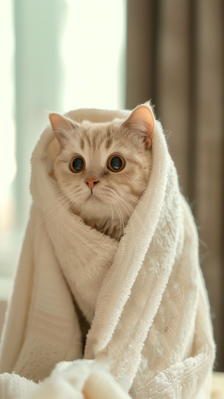 毛巾里的猫