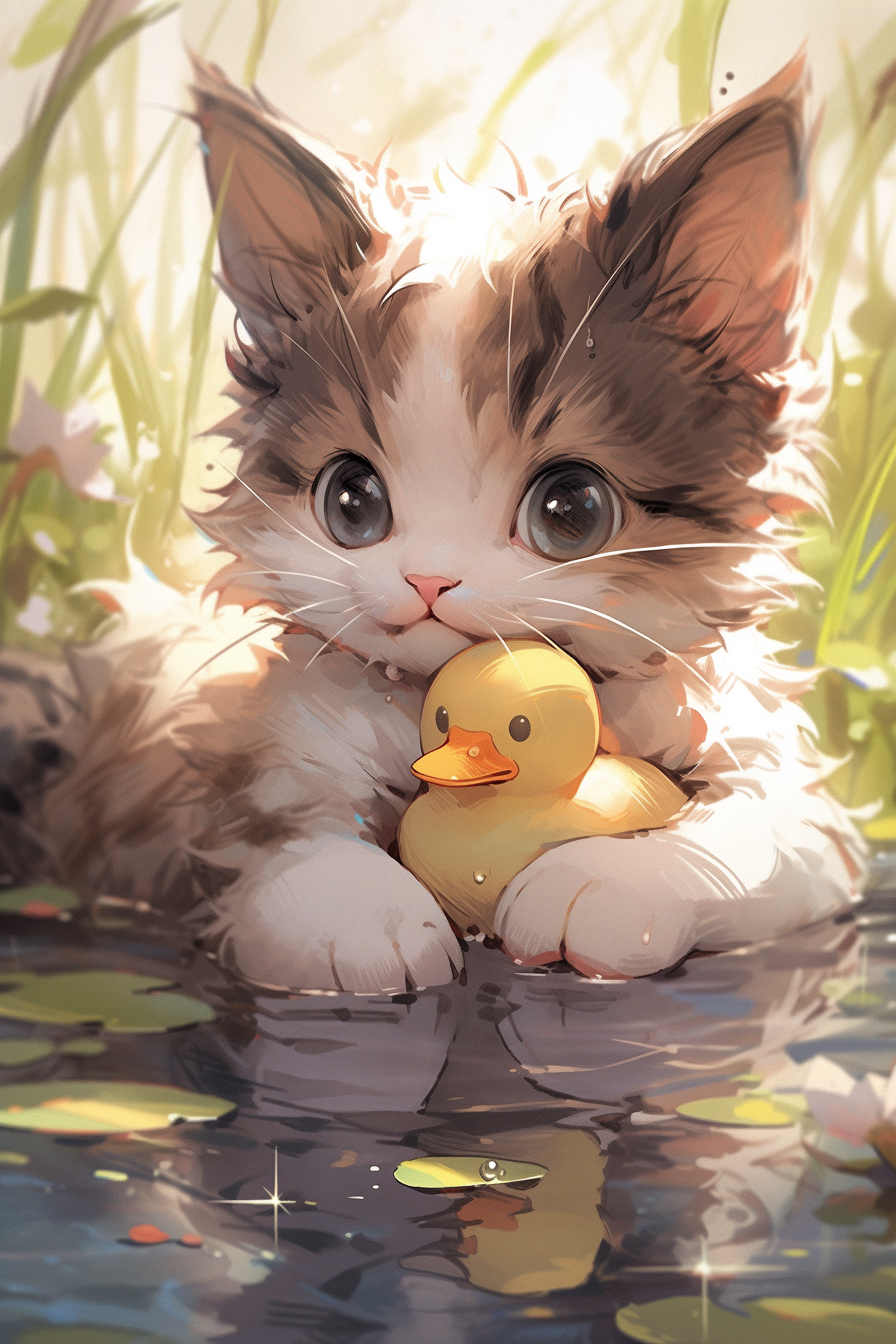 小貓咪與小黃鴨