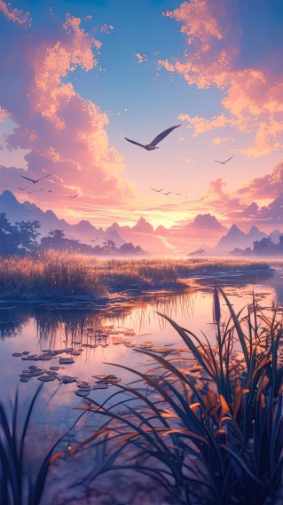 晚霞沼泽