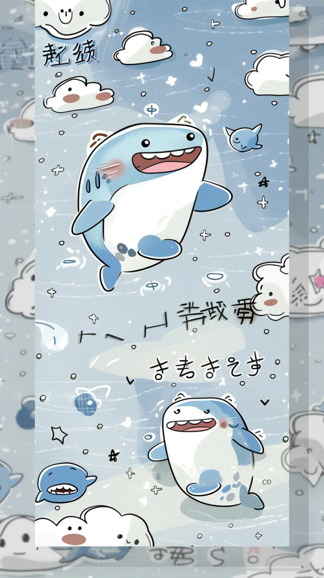 可爱的小鲨鱼(小清新手机静态壁纸) - 小清新手机壁纸下载 - 元气壁纸
