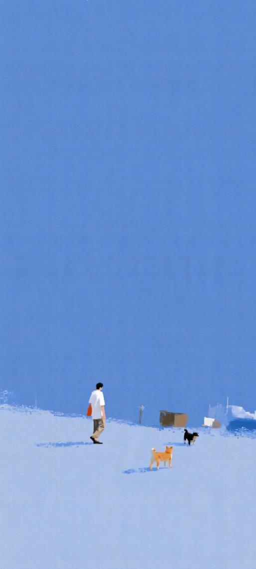 蓝天下与小狗同行
