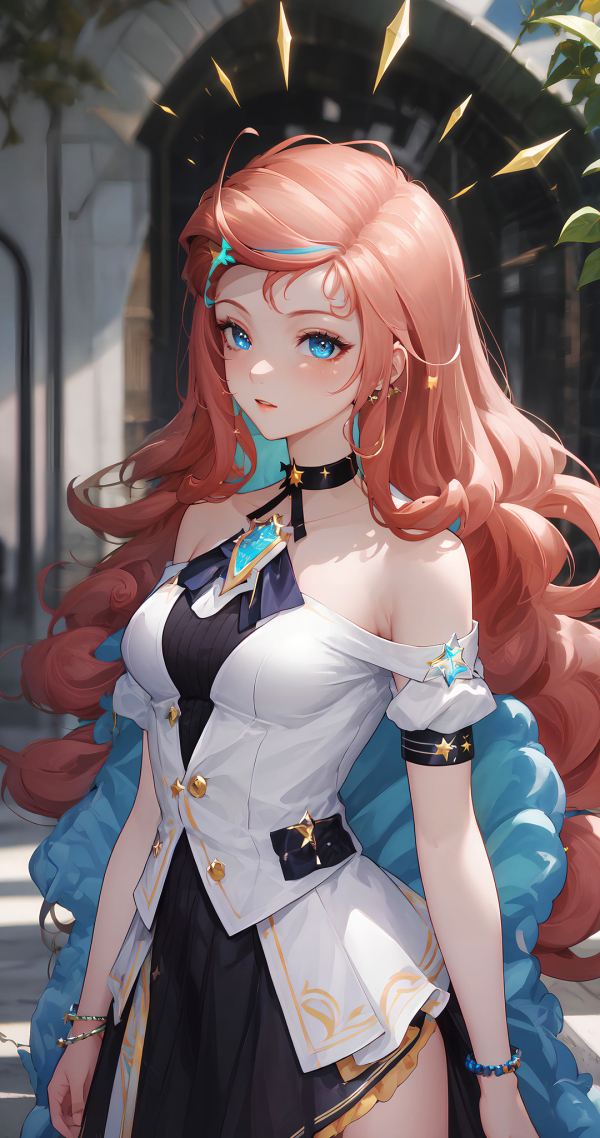 2K高清AI绘画 动漫红发美女