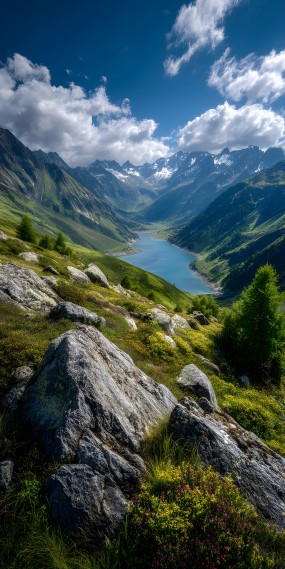 山谷碧影，静谧山湖