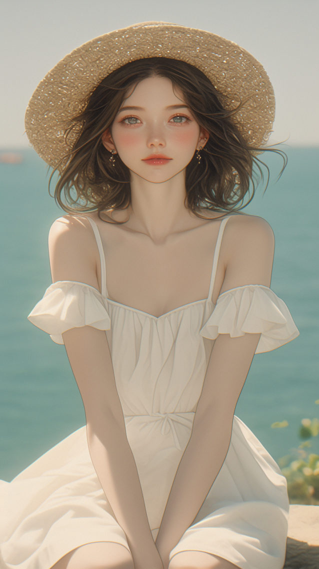 阳光海边草莓美女