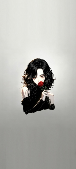 暗夜玫瑰 高冷女生插画壁纸