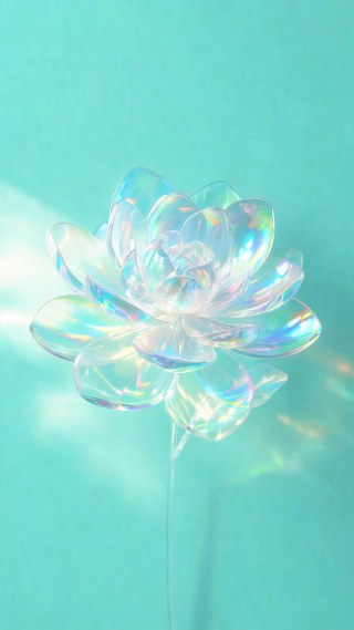 透明花朵·薄荷青绿