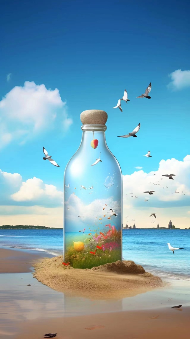 海边的玻璃瓶