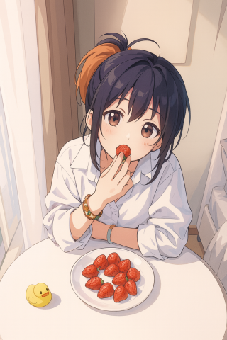 吃草莓的少女