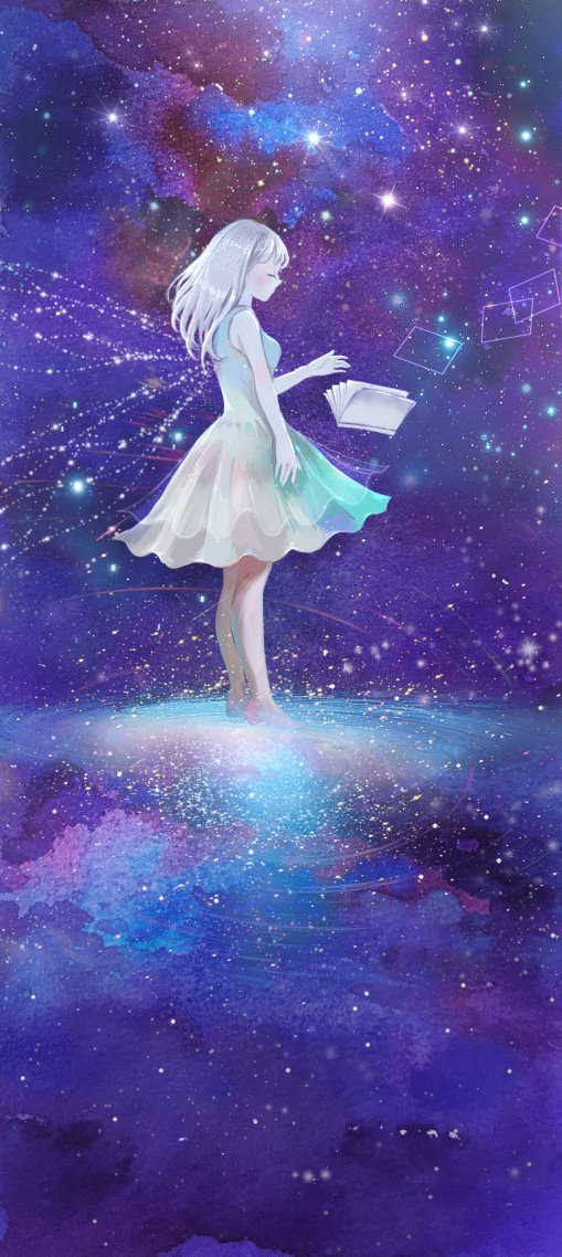 微信主题背景星空少女