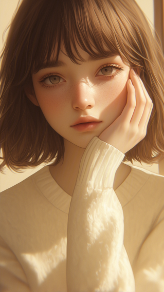 阳光毛衣美女
