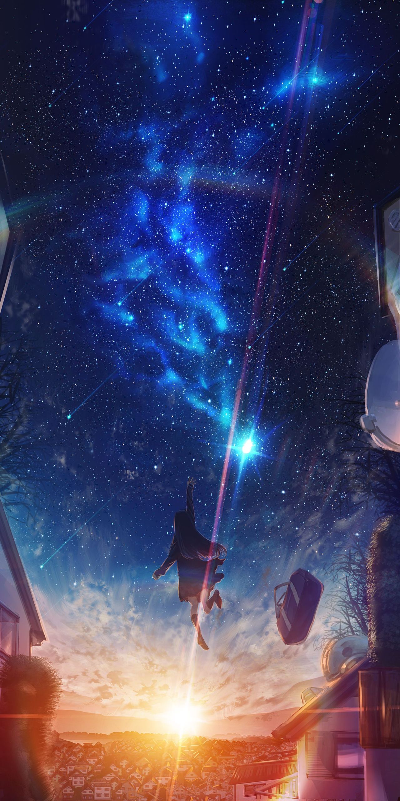 微信主页背景星空下的少女