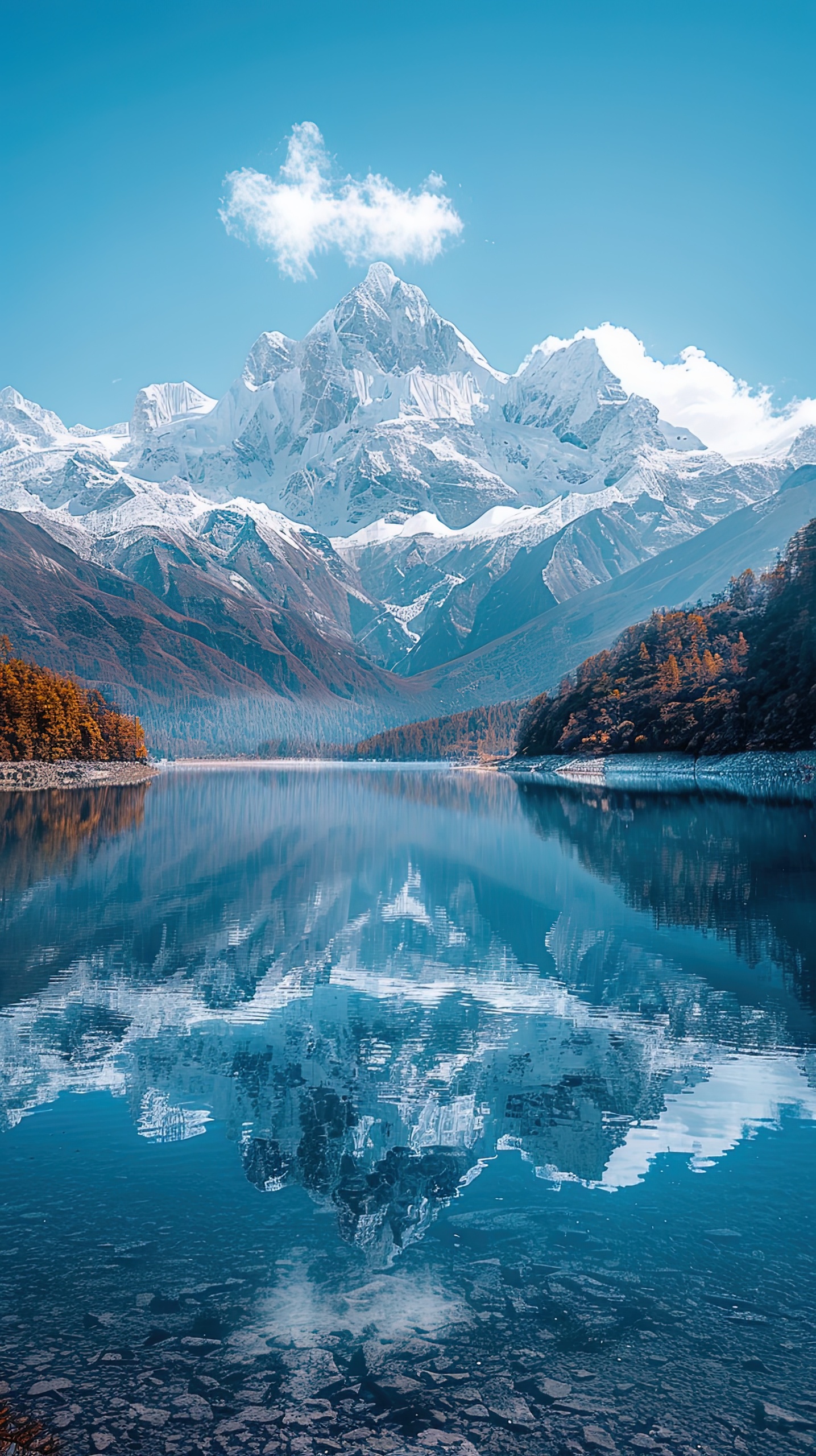 純淨雪山湖泊