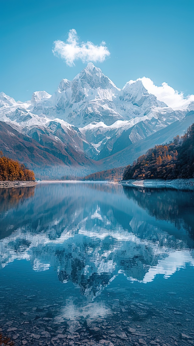 純淨雪山湖泊