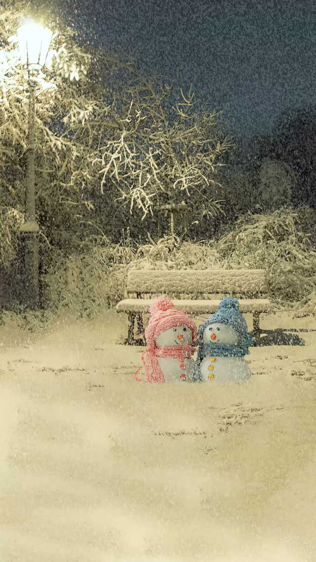 唯美雪人公園雪景