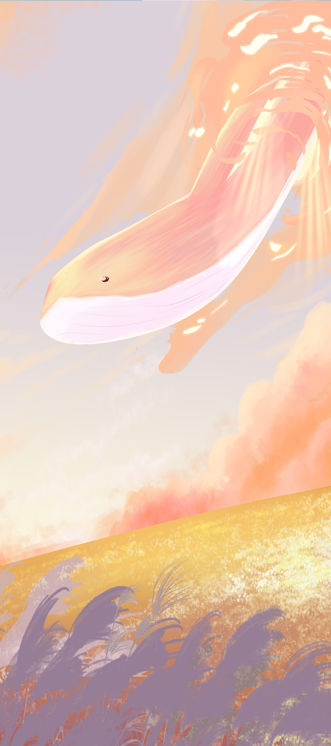 少女心治愈系海豚插畫壁紙