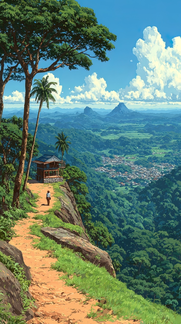 藍天陽光山頂小徑
