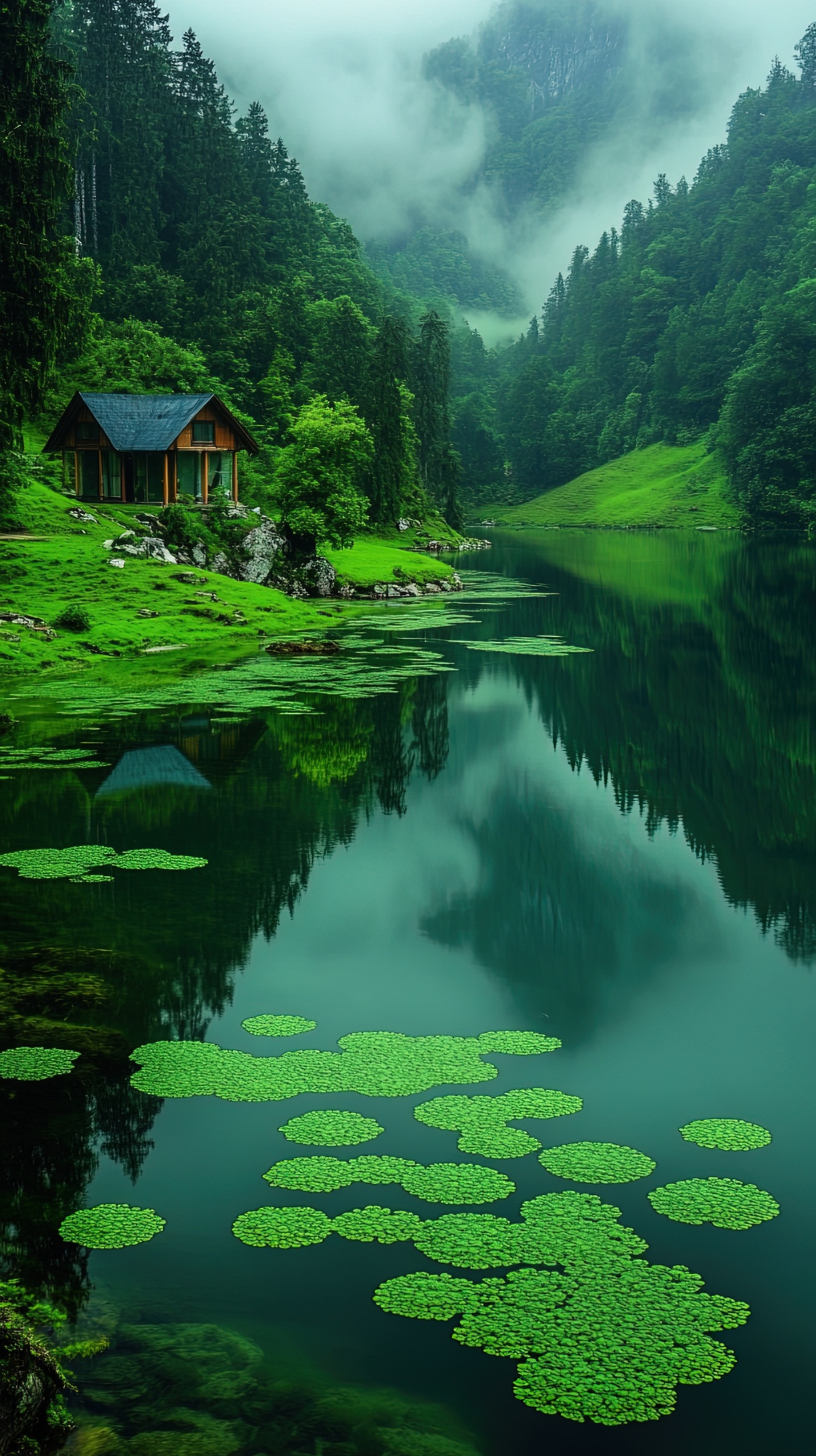清新綠色山谷河流