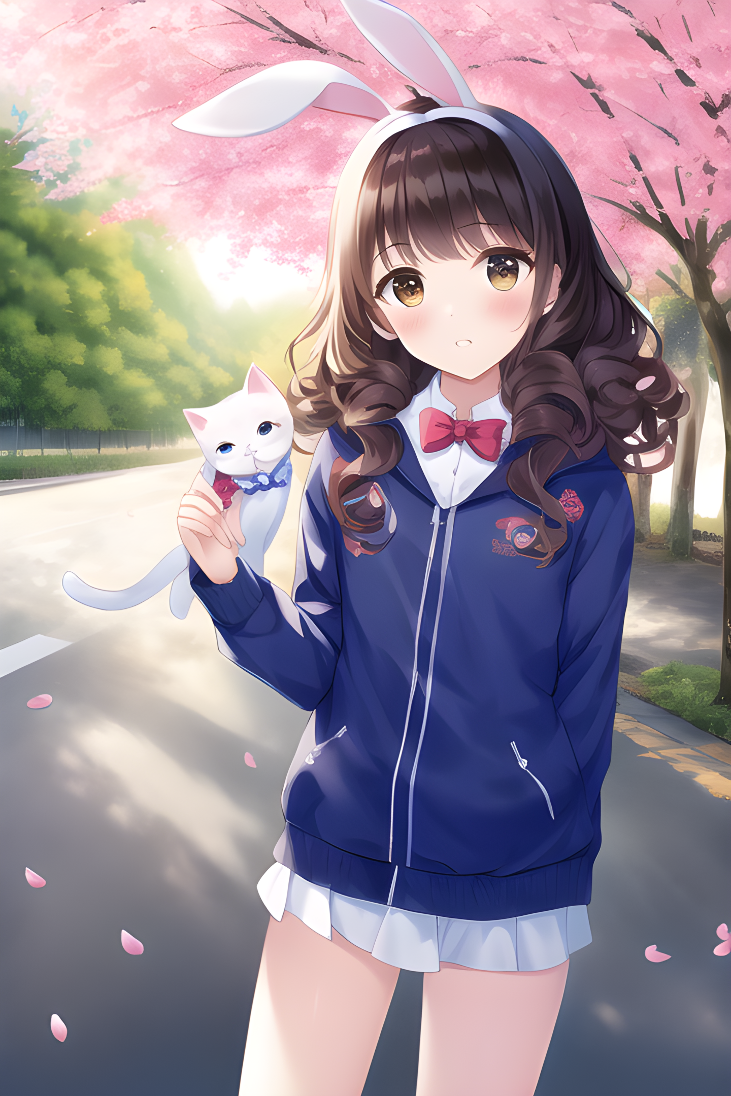 校服女孩和貓咪